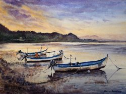 2021-05 Griechische Fischerboote vor Zentral-Mazedonien (36x48 cm)